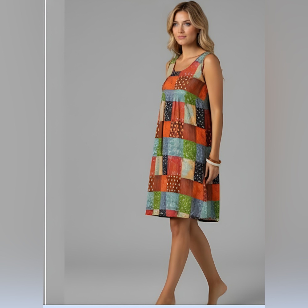 Patchwork Print Paisley Floral Sleeveless Dress - Picture 3 of 9